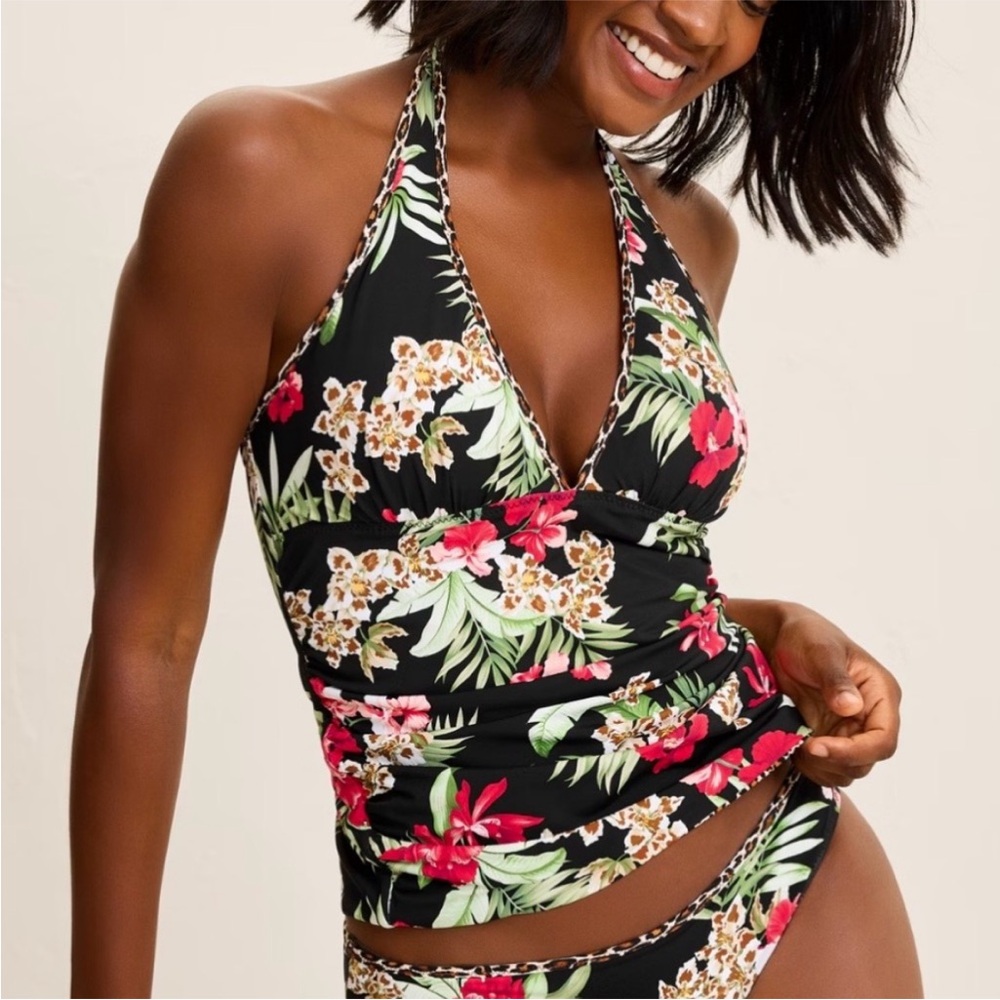 Tommy Bahama Lily Cat Reversible Halter Tankini Top - Picture 3 of 16